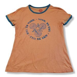 Life is Good Top Size Medium Graphic Tee T-Shirt Bike To Work Work To Live......